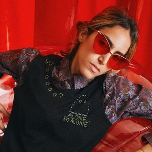 Hand Embroidered Sad Emo Ghost Black Sweater Vest